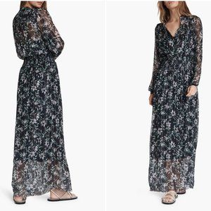 Rag & Bone Calista Floral Maxi Dress Women's Size XXS Long Sleeve Salute Black